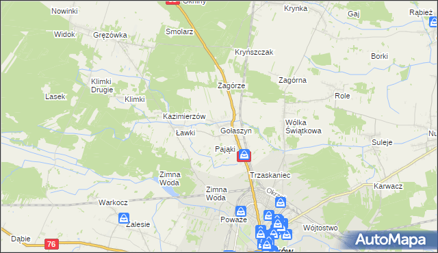 mapa Gołaszyn gmina Łuków, Gołaszyn gmina Łuków na mapie Targeo