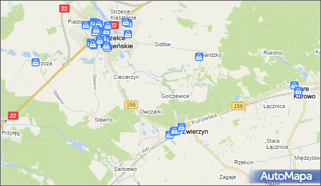 mapa Golczewice, Golczewice na mapie Targeo