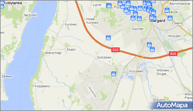 mapa Golczewo gmina Stargard, Golczewo gmina Stargard na mapie Targeo