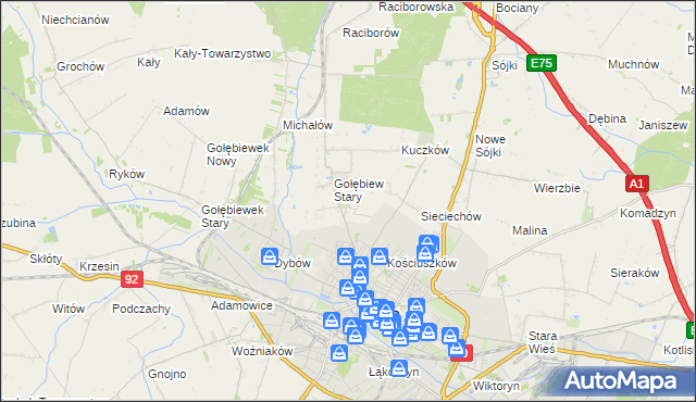 mapa Gołębiew Nowy, Gołębiew Nowy na mapie Targeo