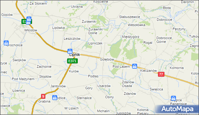 mapa Gołębiów gmina Lipnik, Gołębiów gmina Lipnik na mapie Targeo