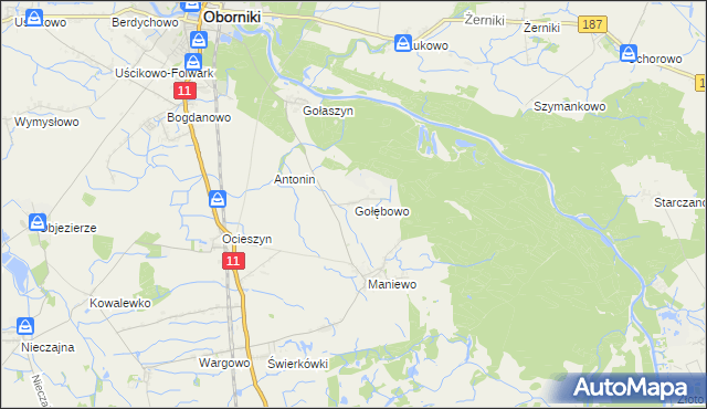 mapa Gołębowo, Gołębowo na mapie Targeo