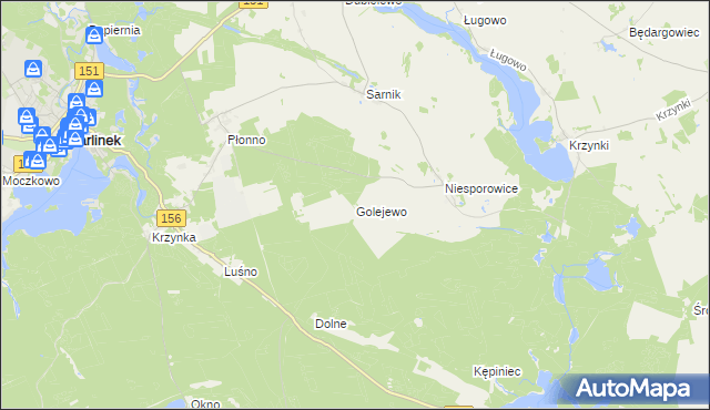 mapa Golejewo gmina Pełczyce, Golejewo gmina Pełczyce na mapie Targeo