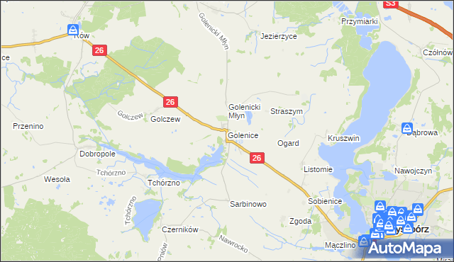 mapa Golenice, Golenice na mapie Targeo