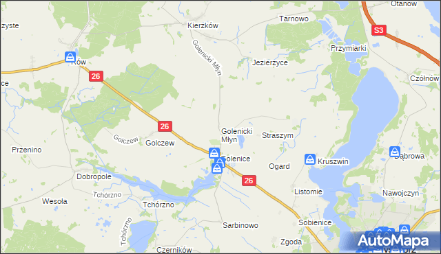 mapa Golenicki Młyn, Golenicki Młyn na mapie Targeo