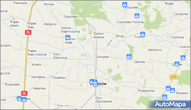 mapa Goliszew gmina Żelazków, Goliszew gmina Żelazków na mapie Targeo