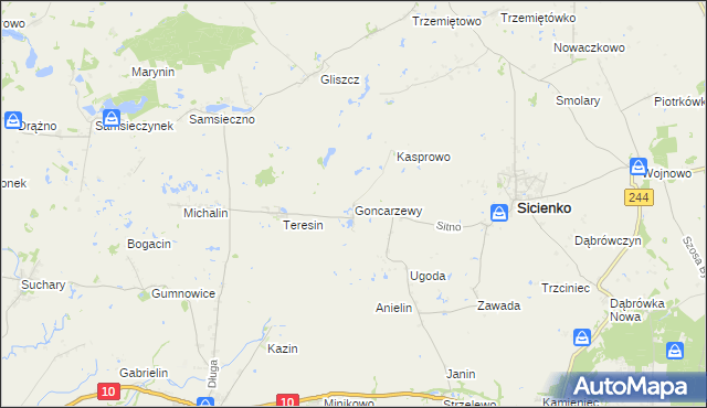 mapa Goncarzewy, Goncarzewy na mapie Targeo