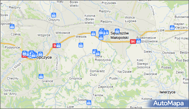 mapa Góra Ropczycka, Góra Ropczycka na mapie Targeo