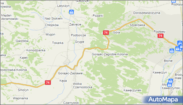 mapa Gorajec-Zagroble-Kolonia, Gorajec-Zagroble-Kolonia na mapie Targeo