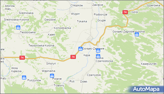 mapa Gorajec-Zastawie, Gorajec-Zastawie na mapie Targeo