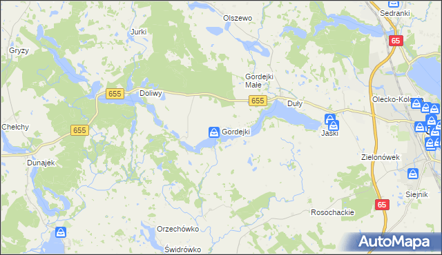 mapa Gordejki, Gordejki na mapie Targeo