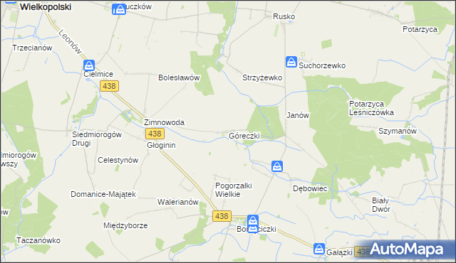 mapa Góreczki gmina Koźmin Wielkopolski, Góreczki gmina Koźmin Wielkopolski na mapie Targeo