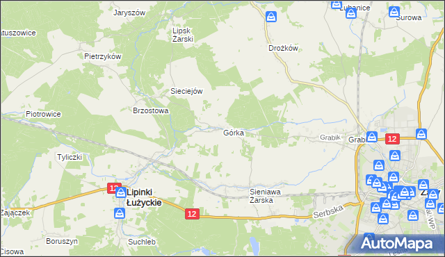 mapa Górka gmina Lipinki Łużyckie, Górka gmina Lipinki Łużyckie na mapie Targeo