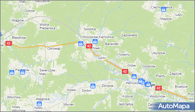 mapa Górki gmina Bliżyn, Górki gmina Bliżyn na mapie Targeo