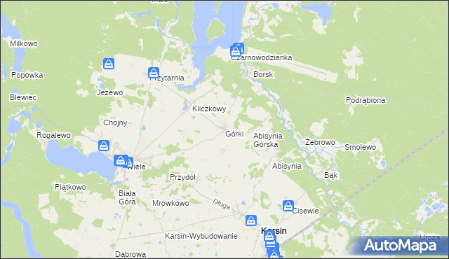 mapa Górki gmina Karsin, Górki gmina Karsin na mapie Targeo