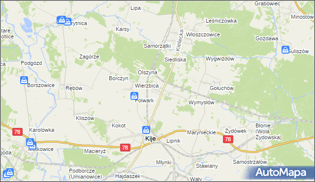 mapa Górki gmina Kije, Górki gmina Kije na mapie Targeo