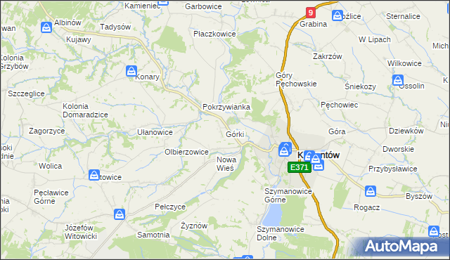 mapa Górki gmina Klimontów, Górki gmina Klimontów na mapie Targeo