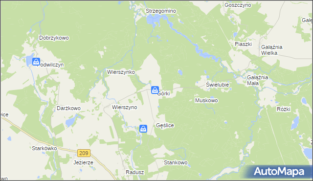 mapa Górki gmina Kołczygłowy, Górki gmina Kołczygłowy na mapie Targeo