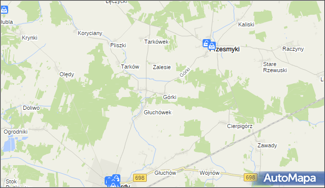 mapa Górki gmina Przesmyki, Górki gmina Przesmyki na mapie Targeo