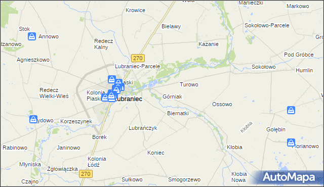 mapa Górniak gmina Lubraniec, Górniak gmina Lubraniec na mapie Targeo