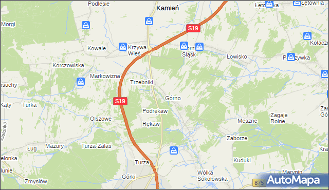 mapa Górno gmina Sokołów Małopolski, Górno gmina Sokołów Małopolski na mapie Targeo