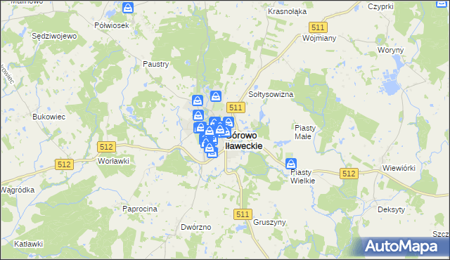 mapa Górowo Iławeckie, Górowo Iławeckie na mapie Targeo