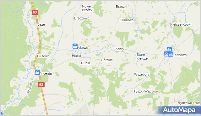 mapa Górskie gmina Kolno, Górskie gmina Kolno na mapie Targeo