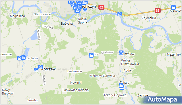 mapa Góry gmina Korczew, Góry gmina Korczew na mapie Targeo