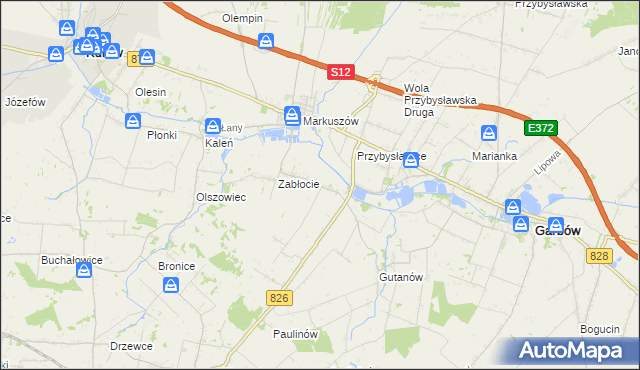 mapa Góry gmina Markuszów, Góry gmina Markuszów na mapie Targeo