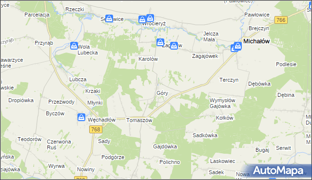 mapa Góry gmina Michałów, Góry gmina Michałów na mapie Targeo