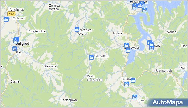 mapa Górzanka, Górzanka na mapie Targeo