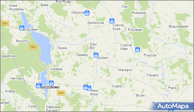 mapa Gorzeń gmina Szczutowo, Gorzeń gmina Szczutowo na mapie Targeo