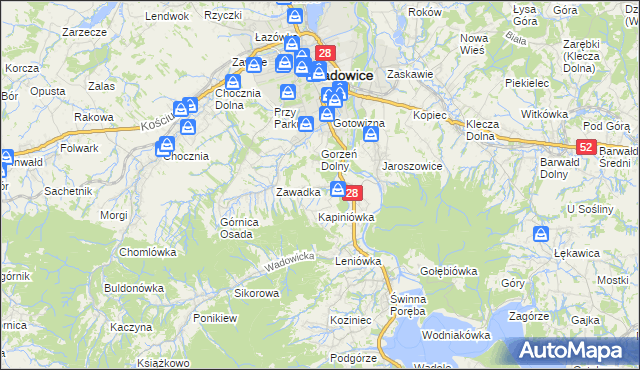 mapa Gorzeń Górny, Gorzeń Górny na mapie Targeo