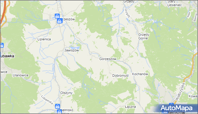 mapa Gorzeszów, Gorzeszów na mapie Targeo