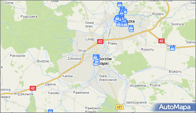 mapa Gorzów Śląski, Gorzów Śląski na mapie Targeo