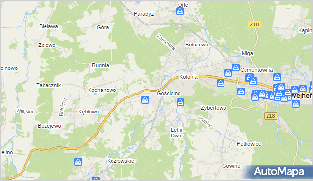 mapa Gościcino, Gościcino na mapie Targeo