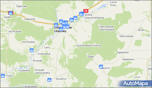 mapa Gościeradów-Kolonia, Gościeradów-Kolonia na mapie Targeo
