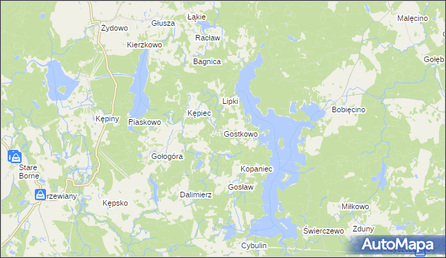 mapa Gostkowo gmina Polanów, Gostkowo gmina Polanów na mapie Targeo
