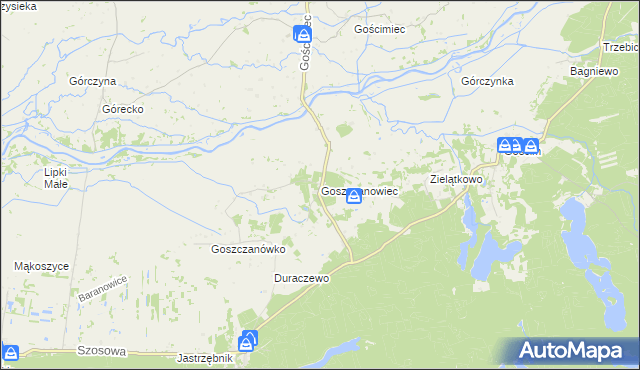 mapa Goszczanowiec, Goszczanowiec na mapie Targeo