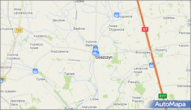 mapa Goszczyn powiat grójecki, Goszczyn powiat grójecki na mapie Targeo