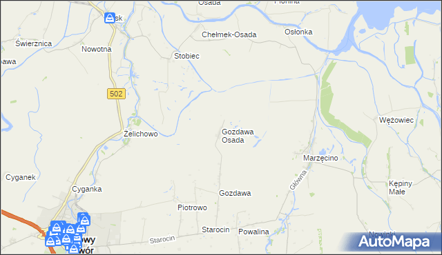 mapa Gozdawa Osada, Gozdawa Osada na mapie Targeo
