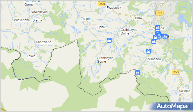 mapa Grabiszyce Górne, Grabiszyce Górne na mapie Targeo