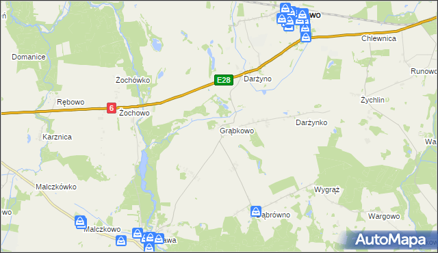 mapa Grąbkowo gmina Potęgowo, Grąbkowo gmina Potęgowo na mapie Targeo