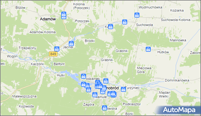 mapa Grabnik gmina Krasnobród, Grabnik gmina Krasnobród na mapie Targeo