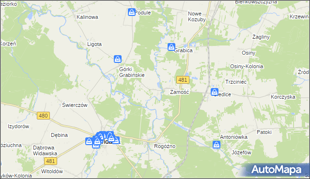 mapa Grabno gmina Sędziejowice, Grabno gmina Sędziejowice na mapie Targeo