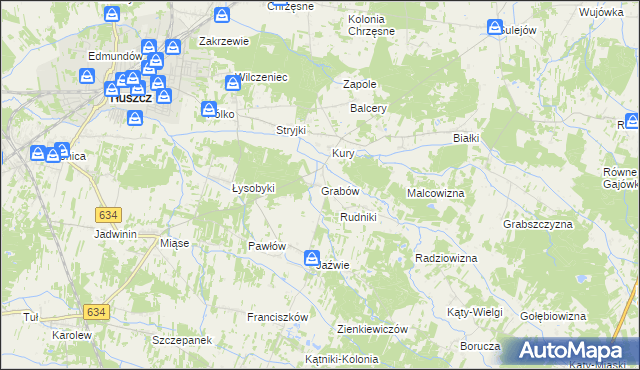 mapa Grabów gmina Tłuszcz, Grabów gmina Tłuszcz na mapie Targeo