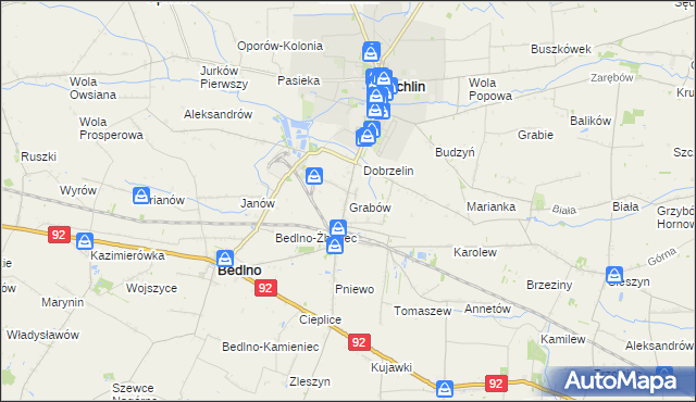 mapa Grabów gmina Żychlin, Grabów gmina Żychlin na mapie Targeo