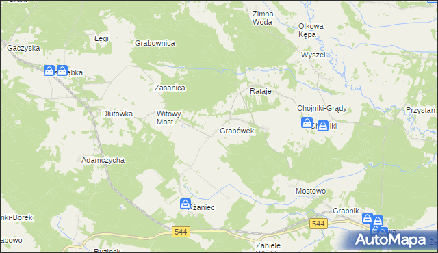 mapa Grabówek gmina Olszewo-Borki, Grabówek gmina Olszewo-Borki na mapie Targeo