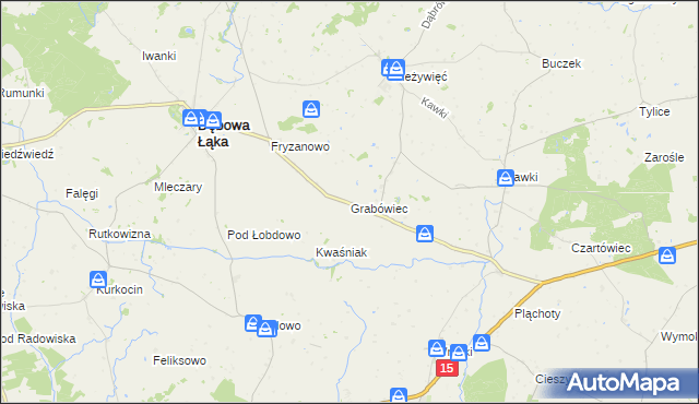 mapa Grabówiec gmina Bobrowo, Grabówiec gmina Bobrowo na mapie Targeo