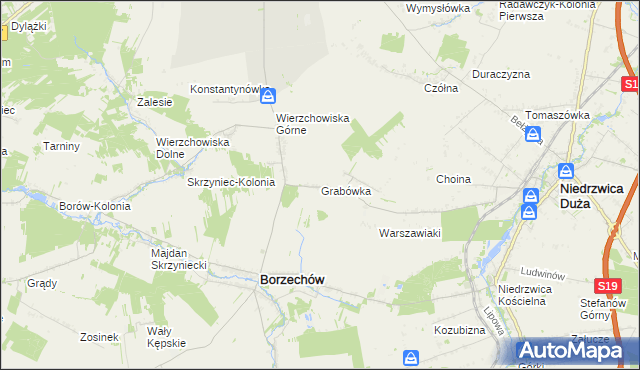 mapa Grabówka gmina Borzechów, Grabówka gmina Borzechów na mapie Targeo